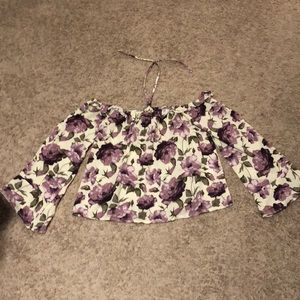 American Eagle floral print off the shoulder top